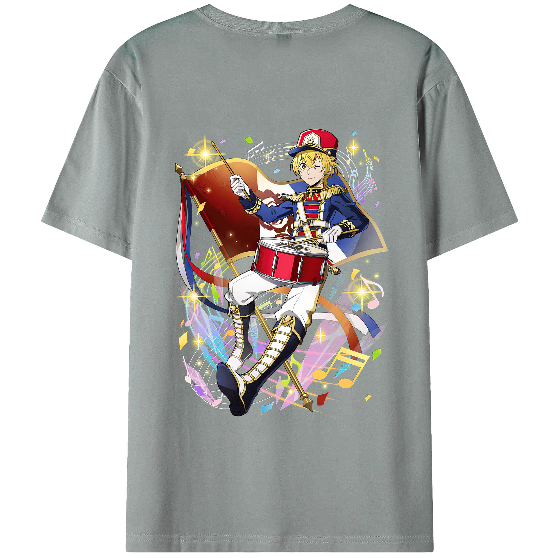 （画像用） 文豪ストレイドッグス Bungo Stray Dogs 綿100％ メンズ半袖Tシャツ（バックプリント） 通気性